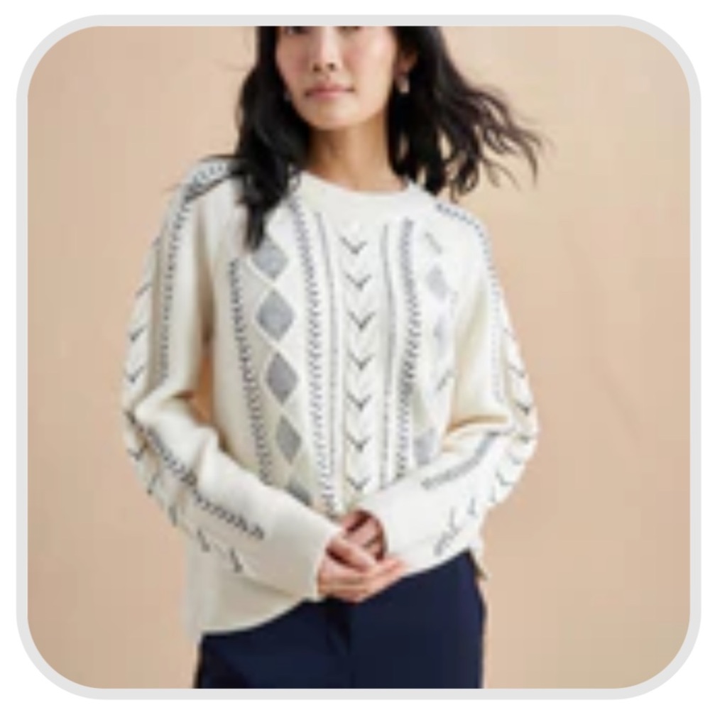 La Ligne Ivory and Black Jean-Luc sweater, size s